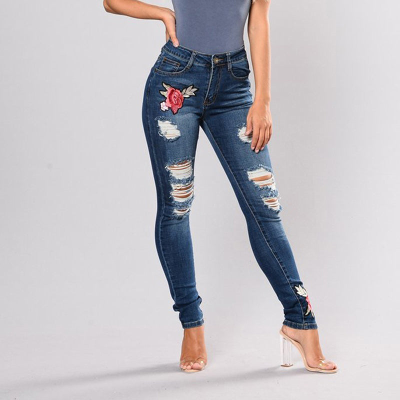 Embroidery Stretch Jeans
