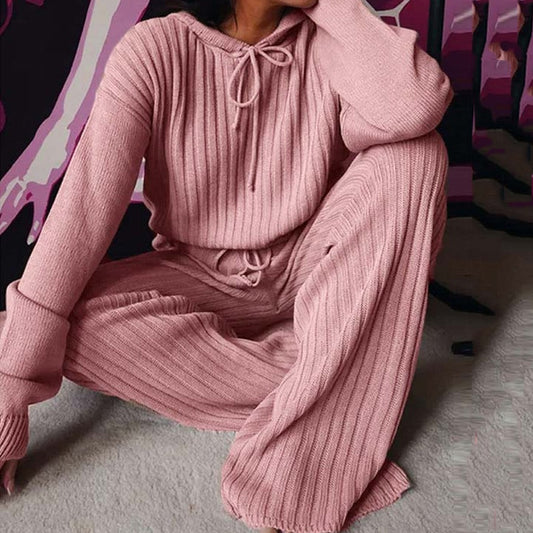 Women Winter Knitted Pajama Set