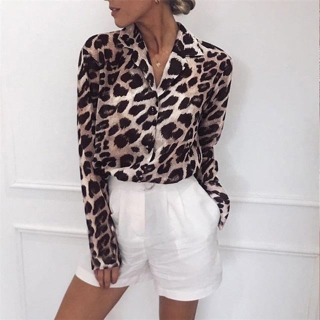 Women Casual Leopard Printed Blouse