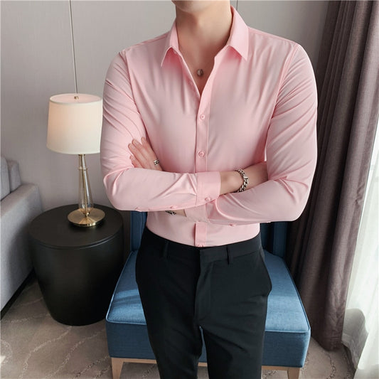 Men Fashion Long Sleeve Business Formal Slim Fit Top S-7XL