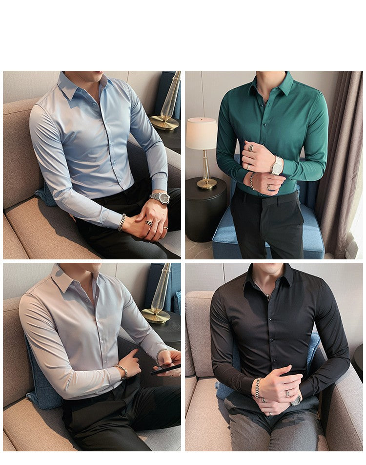 Men Fashion Long Sleeve Business Formal Slim Fit Top S-7XL