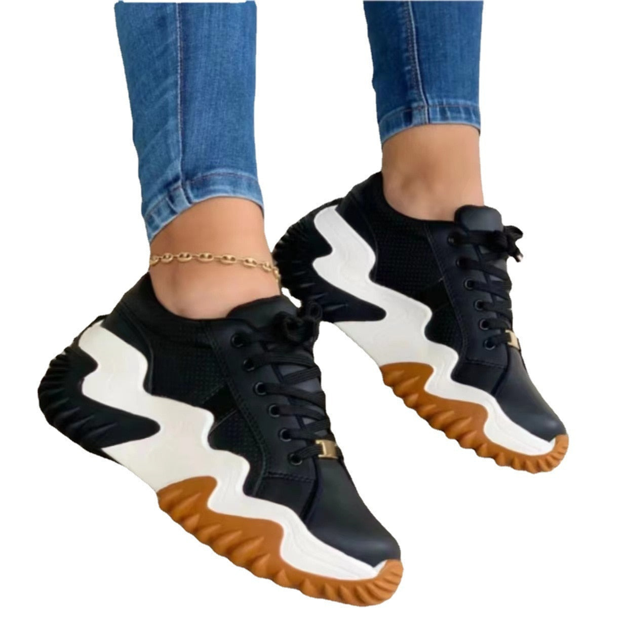 New Lace Up Wedge Platform Women Fashion Air Cushion Shoes