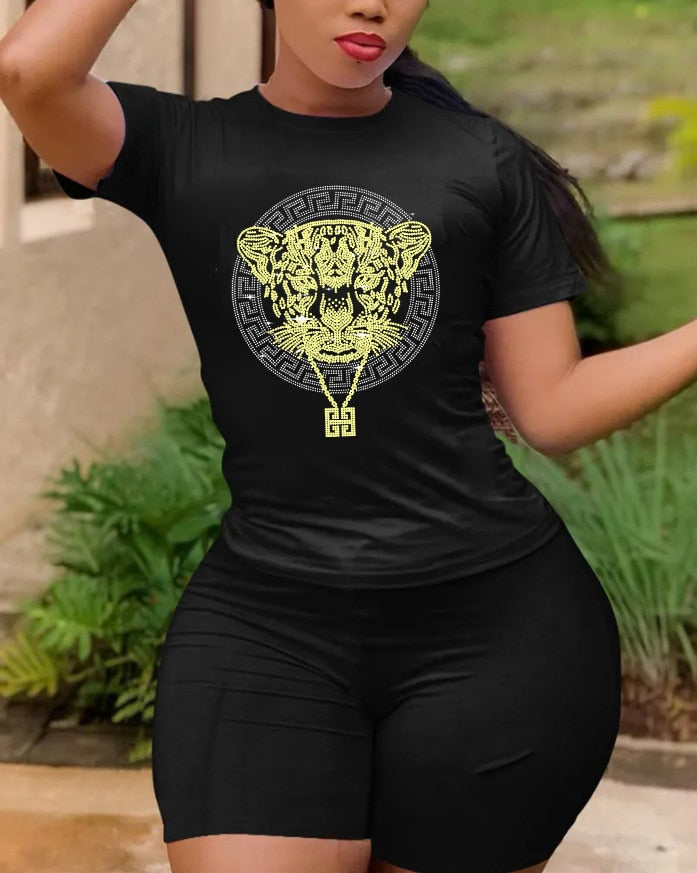 Hot Fashion Printing Diamond logo Short Set