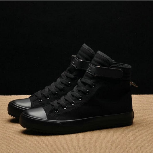 Men Light Breathable Canvas Casual High Top Solid Color Sneakers