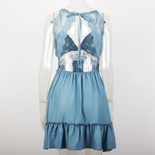 Women Casual Sleeveless V-Neck Boho Floral Dress