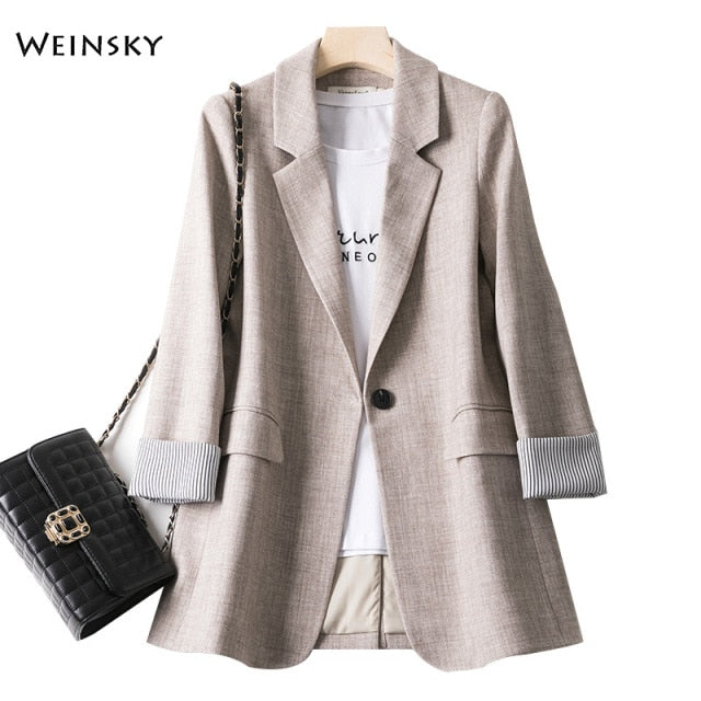 Women Fashion Business Work Office Long Sleeve Casual Blazer S-4XL