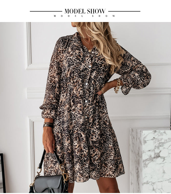 Women Print Long Sleeve Vintage Dress