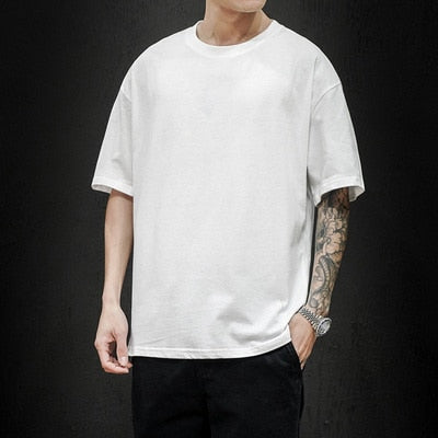 Men Solid Oversized Cotton Short Sleeve Shirt