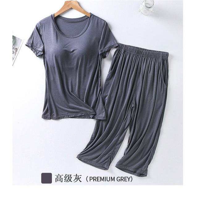 Summer New Short-Sleeved Cropped Trousers Plus Size