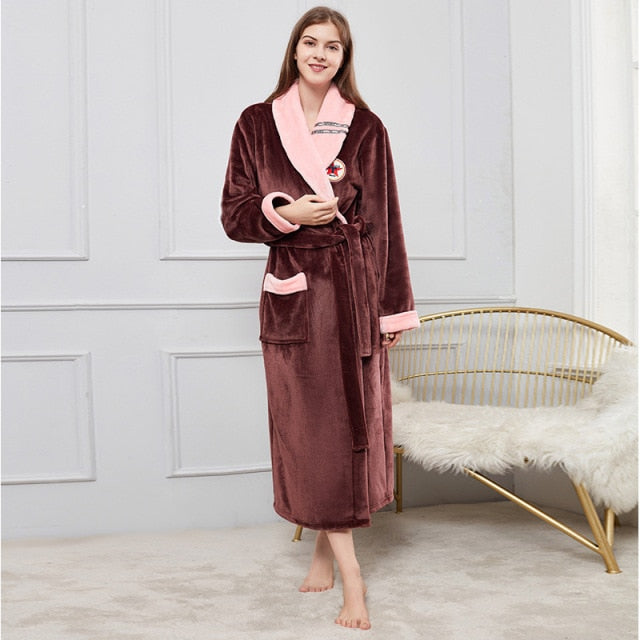 Men Fleece Women Warm + Belt House Robe
