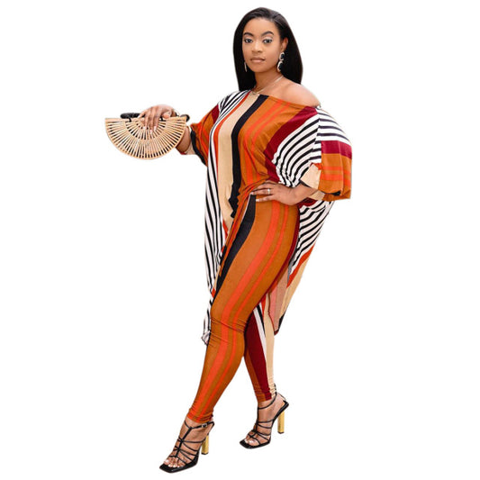 Two Piece Women African Print Top And Pants Sets