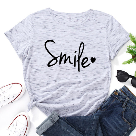 Women Smile Letter Print Graphic Top
