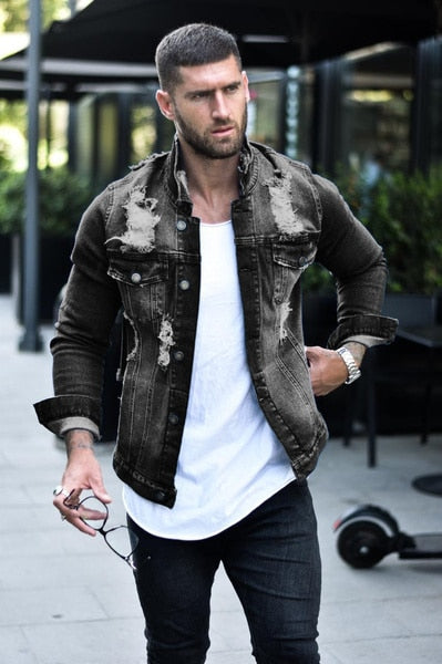 Men Denim Slim Fit Jean Coat