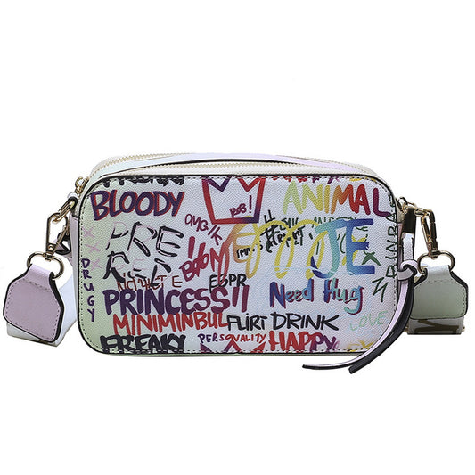 Women Graffiti Shoulder Designer Letter Printed Messenger Bag
