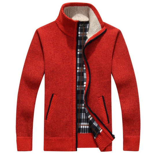 Men Zipper Knitted Thick Warm Casual Knitwear Cardigan Jacket
