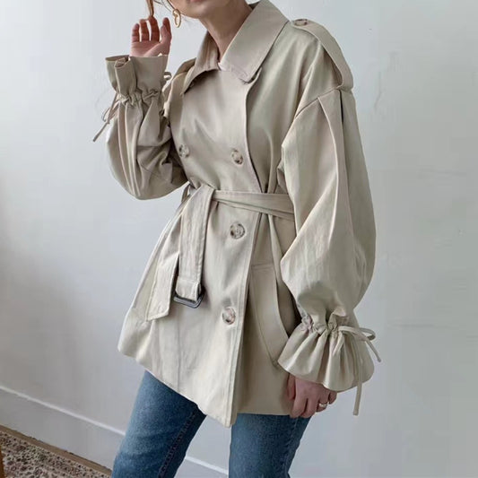New Autumn Winter Khaki Loose Flare Sleeve Women TrenchCoat