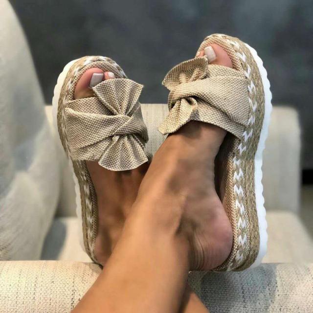 Women Bow Tie Wedges Sandals