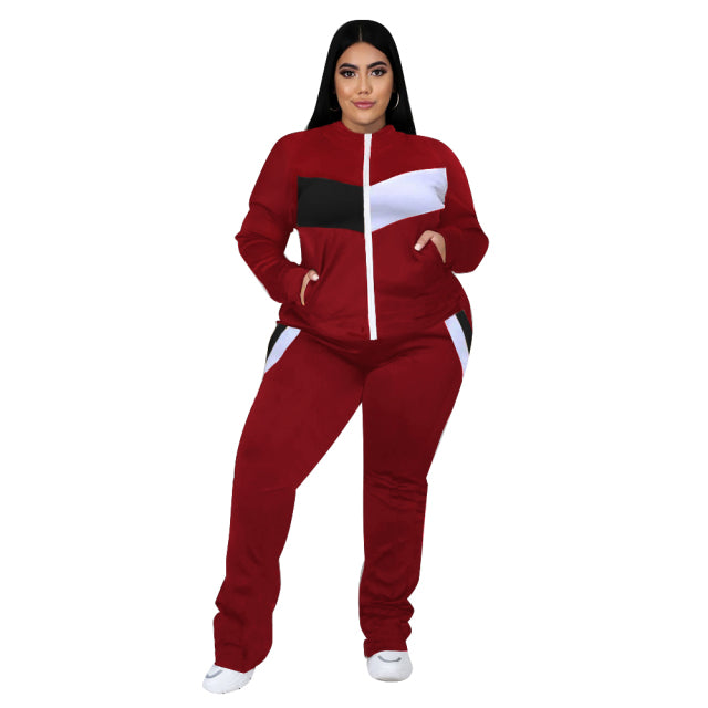 Women Two Piece Sweatsuit Coat and Sweatpants Sport New Jogging Set