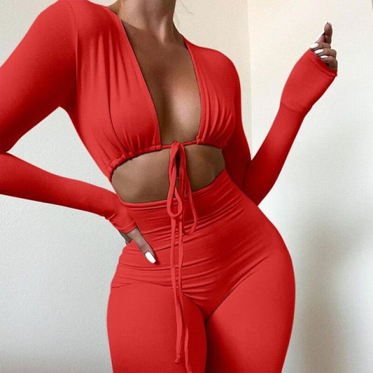 Women Long Sleeve Bodycon Jumpsuits