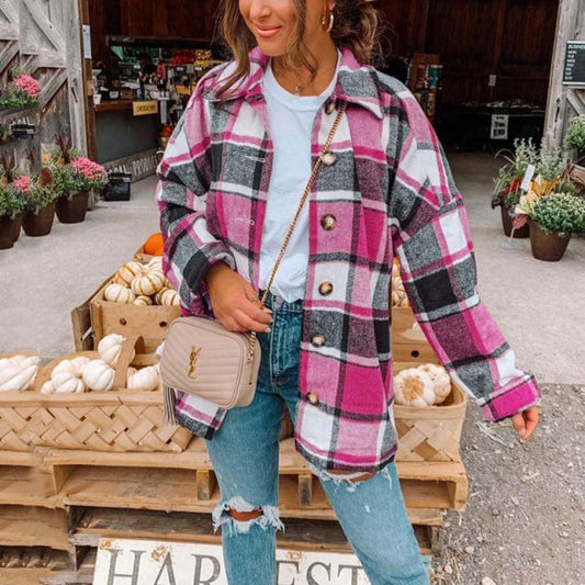 Women Plaid Oversized Jacket
