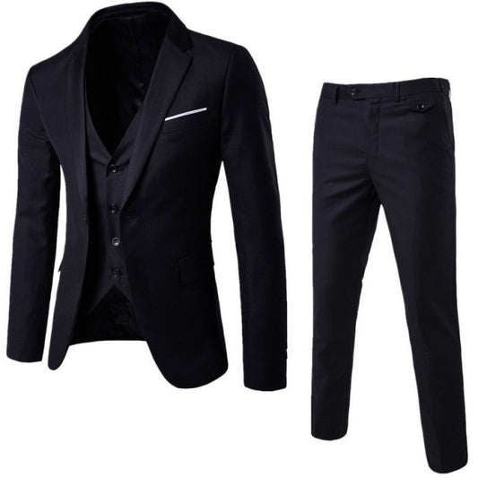 Men Formal Business Long Sleeve Coat Pant Set