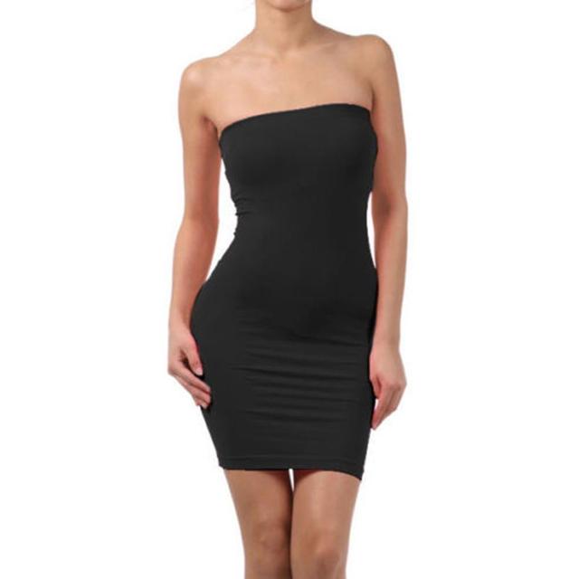 Basic Sexy Back Sleeveless Slim Solid Dress