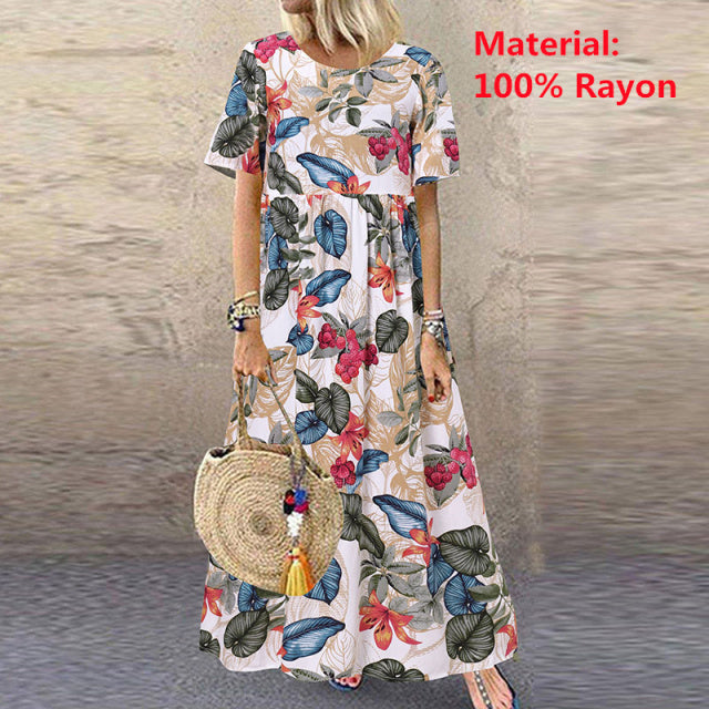 Women Bohemian Holiday Floral Print Dress