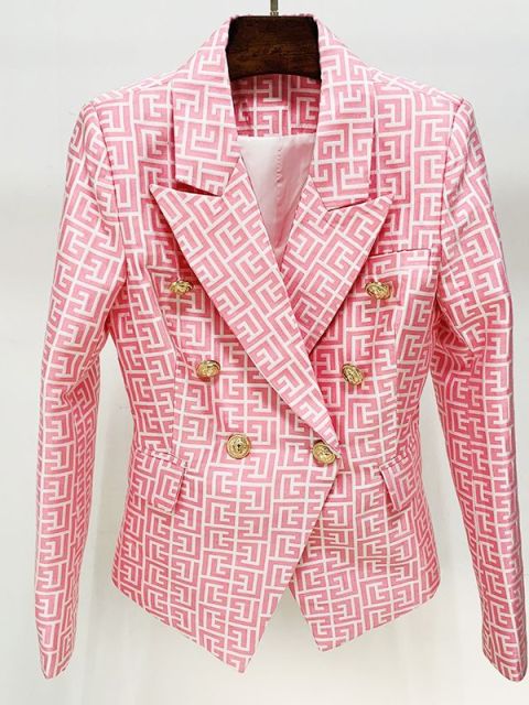 2022 Designer Lion Buttons Geometrical Blazer