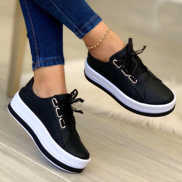 Women Vulcanized Platform Casual PU Fashion Sneakers 36-43( 5-12