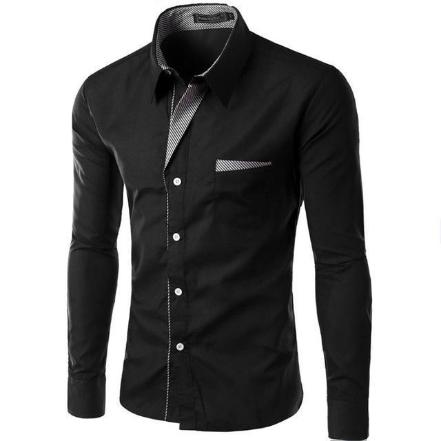 Men Long Sleeve Slim Fit Casual Dress Shirt Size M-4XL