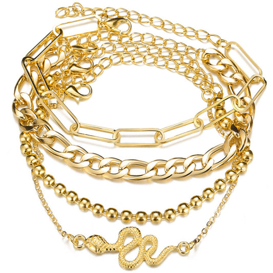 3PCS/ Fashion Thick Chain Link Bracelets Set
