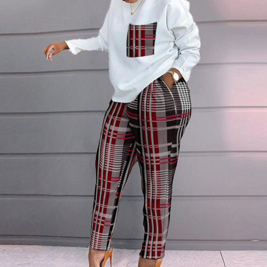 Women Two Piece Print Loose Pant Matching Suit