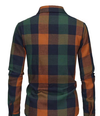 Midnight Ember Plaid Short & Long Sleeve Button-Up Shirt