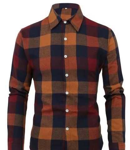 Midnight Ember Plaid Short & Long Sleeve Button-Up Shirt