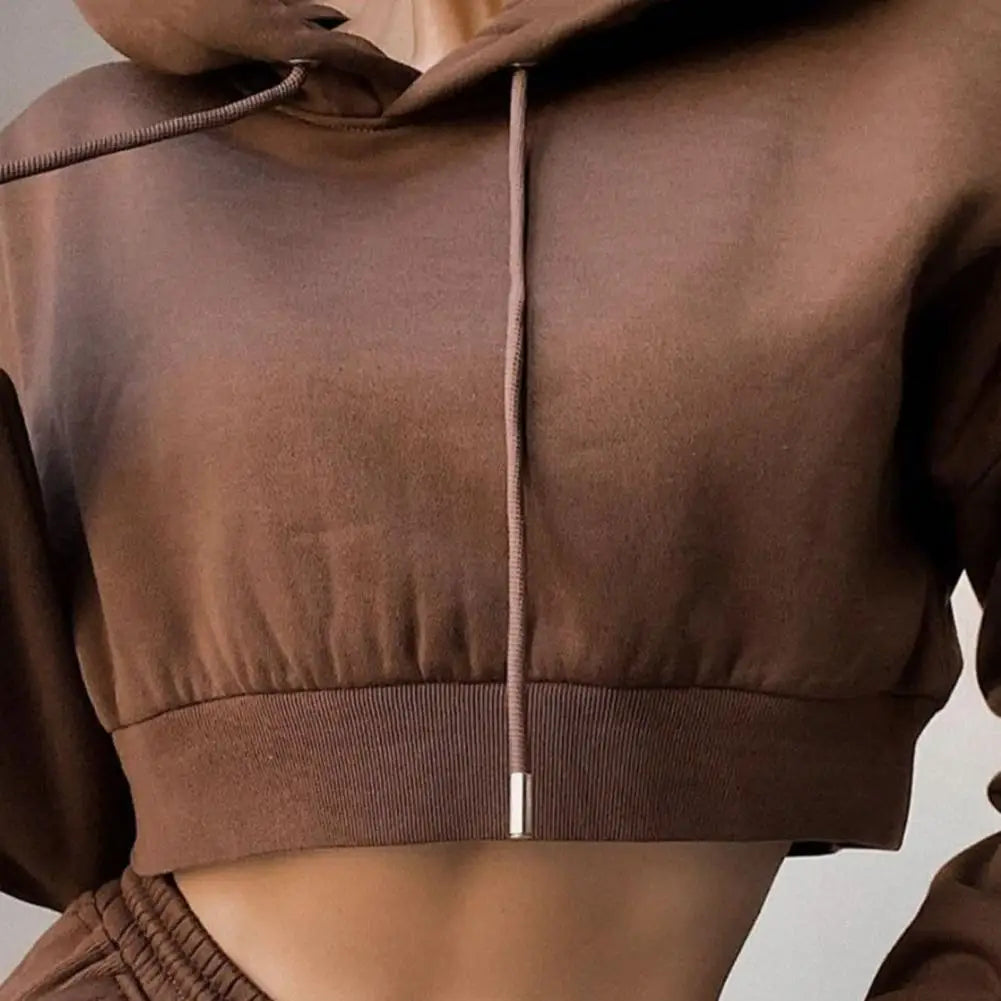 Women Long Sleeve Crop Top Sweatsuit