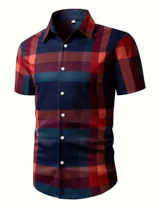 Midnight Ember Plaid Short & Long Sleeve Button-Up Shirt
