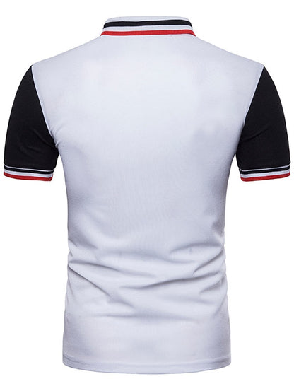 Contrast Color Striped Short Sleeve Polo T-shirt