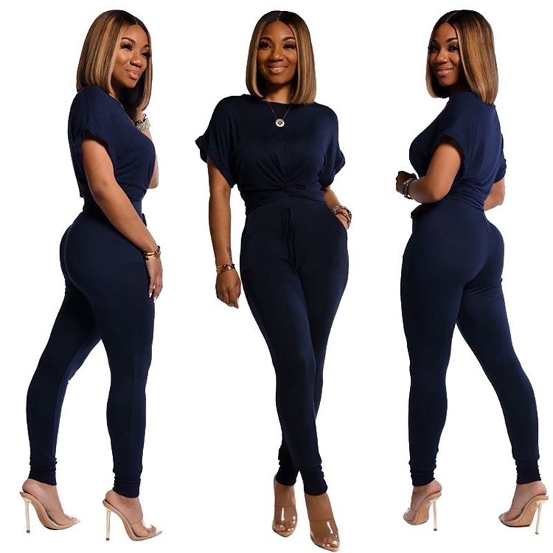 Women Two Piece Crop Top Pant Set
