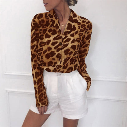 Women Casual Leopard Printed Blouse