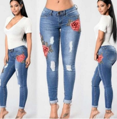 Embroidery Stretch Jeans