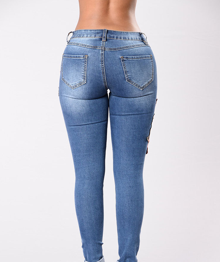 Embroidery Stretch Jeans