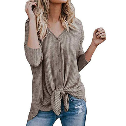 women's waffle knit tunic blouse shirt