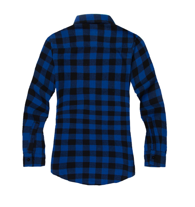 Men Fashion Urban Plaid Side Zipper Button Shirt