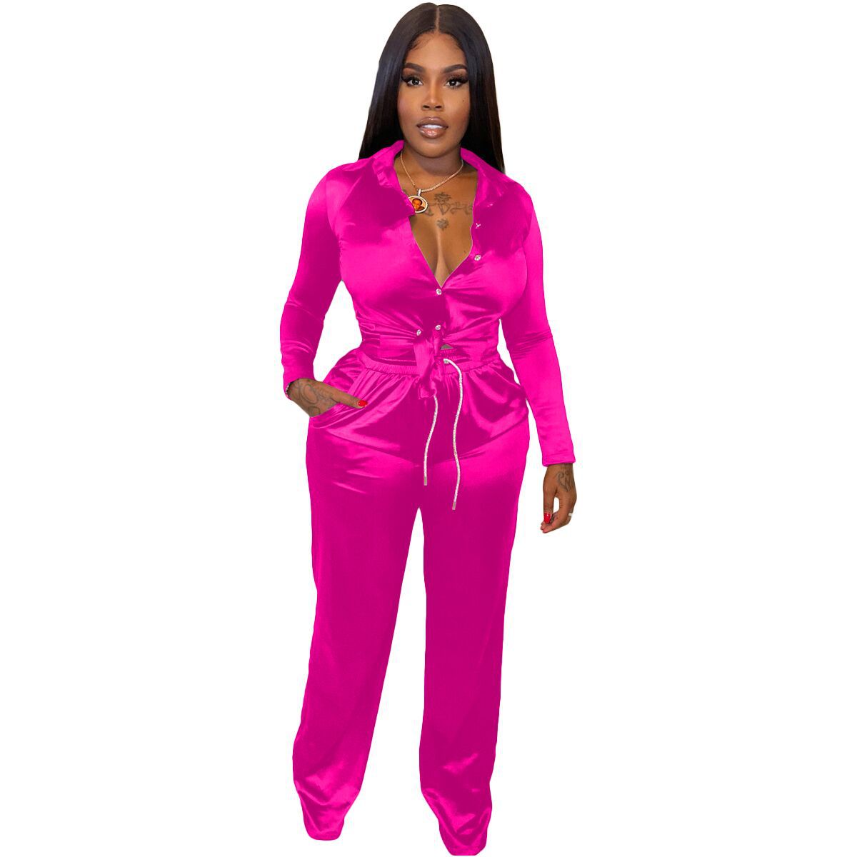 SilkFlex Satin Pant Set