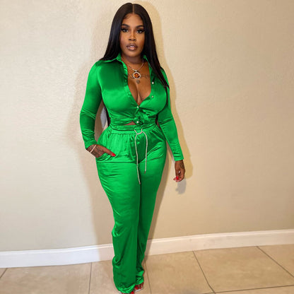 SilkFlex Satin Pant Set