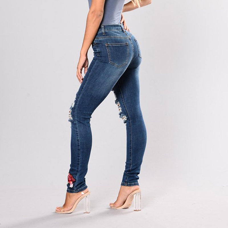 Embroidery Stretch Jeans