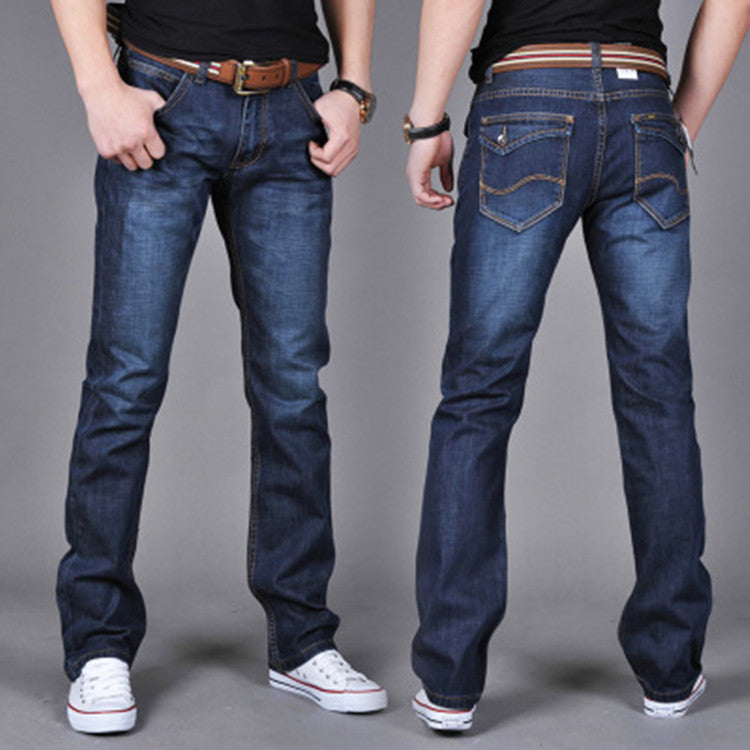Men Long Denim Straight-Leg Pants