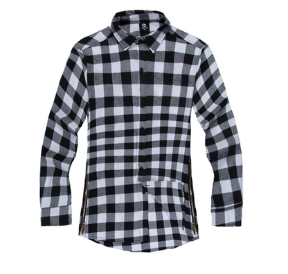 Men Fashion Urban Plaid Side Zipper Button Shirt