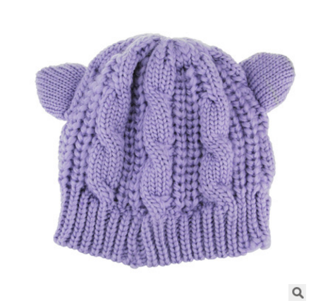 Hand Made 3D Cute Knitted Cat Ear Beanie Hat