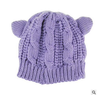 Hand Made 3D Cute Knitted Cat Ear Beanie Hat